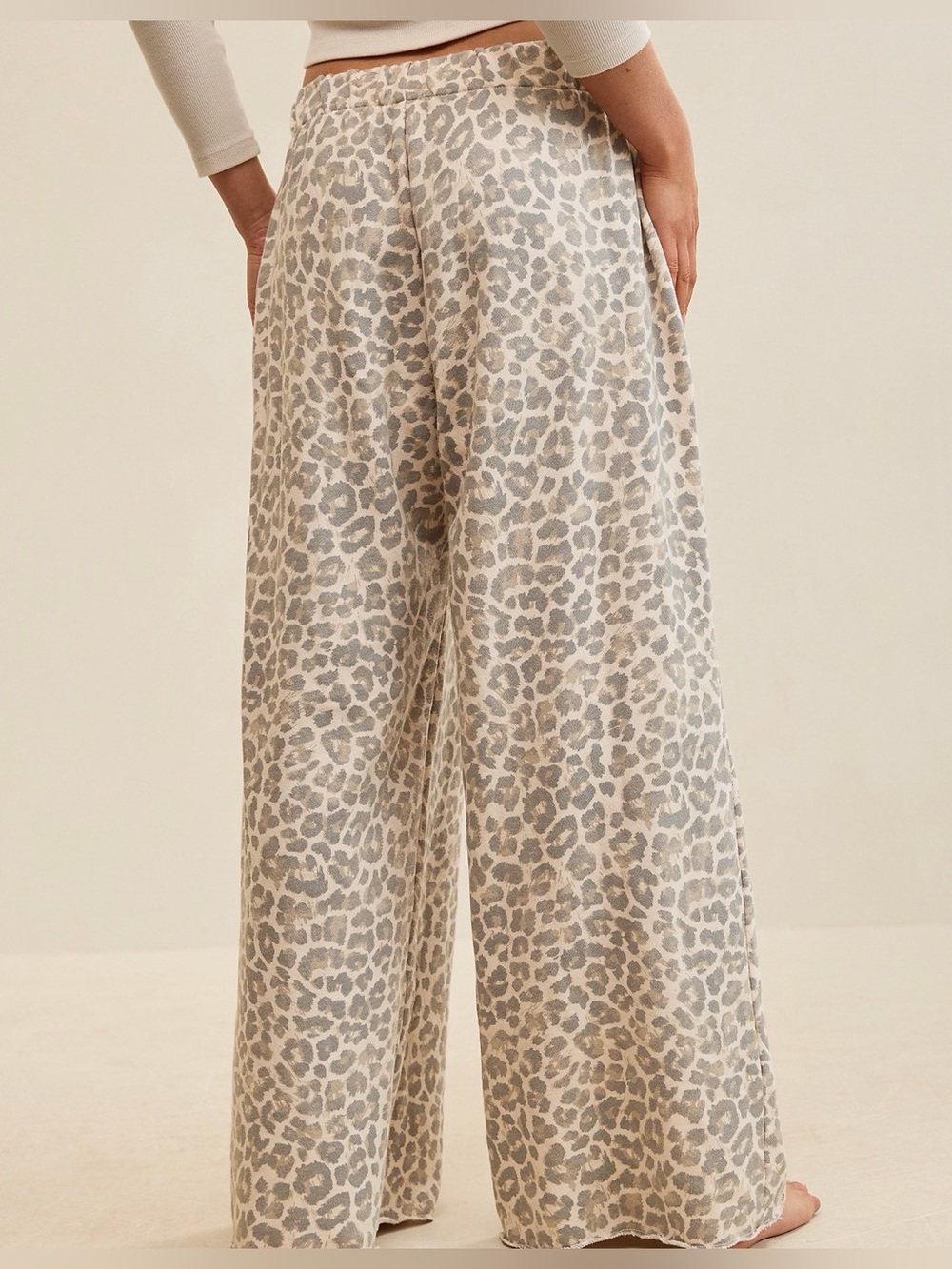 Aerie Leopard Street Trouser Wide Leg Lounge Pants Soft Cozy Pull-On Sweatpants - Picture 3 of 8